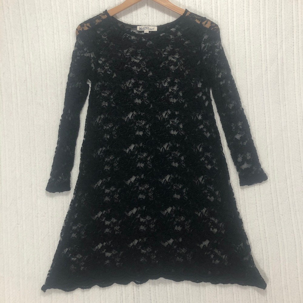Wallflower Lace Dress Long Sleeve‎ Black Party Cocktail Mini Dress M